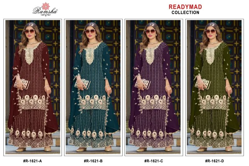 R 1621 A To D By Ramsha Georgette Readymade Plazzo Suits 